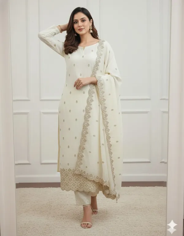 Off_White_Vichitra_Silk_Dress_Material_With_Exquisite_Sequins_And_Zari_Embroidery