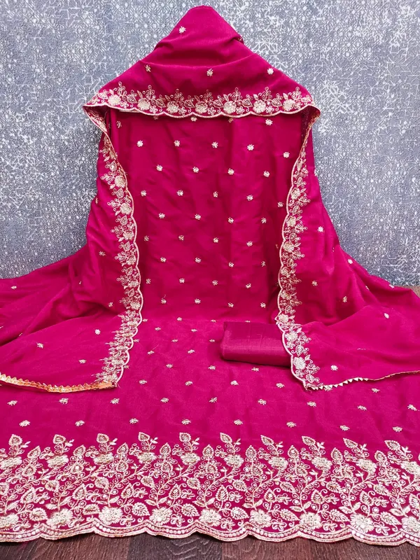 Magenta_Vichitra_Silk_Dress_Material_With_Exquisite_Sequins_And_Zari_Embroidery