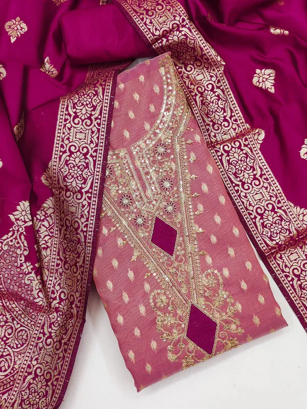 Pink_Cording_Sequins_Embroidered_Shimmer_Dress_Material_With_Butti_Weaving_Work