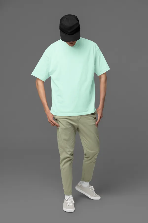 SOLID_Pista_Green_OverSized_Tshirt