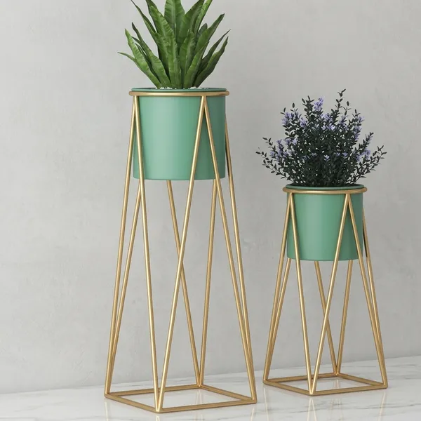 Gold_And_Green_Metal_Plant_Stand_For_Home_Decor_Set_Of_2