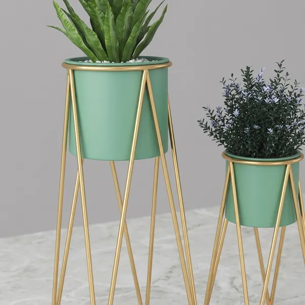 Gold_And_Green_Metal_Plant_Stand_For_Home_Decor_Set_Of_2