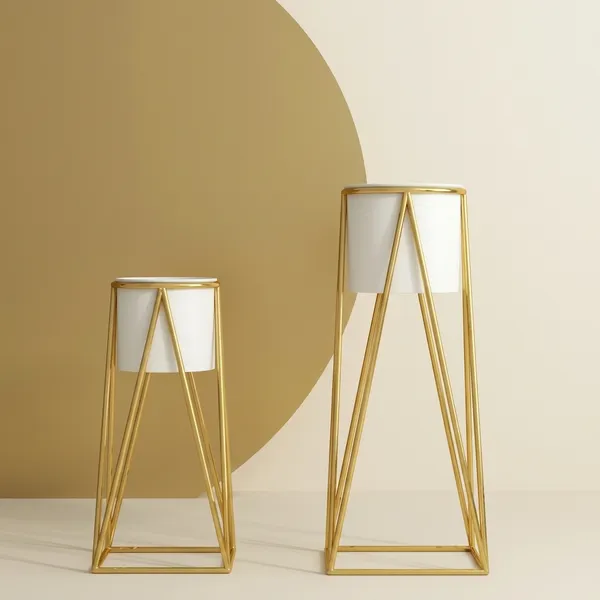 Gold_And_White_Metal_Plant_Stand_For_Home_Decor_Set_Of_2