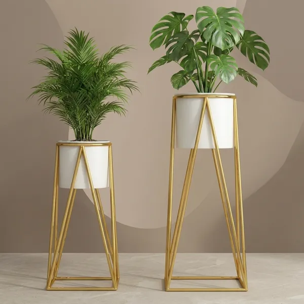 Gold_And_White_Metal_Plant_Stand_For_Home_Decor_Set_Of_2