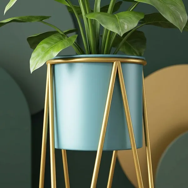 Gold_And_Green_Metal_Plant_Stand_For_Home_Decor_Set_Of_2