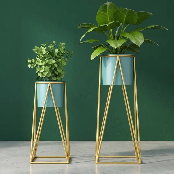 Gold_And_Green_Metal_Plant_Stand_For_Home_Decor_Set_Of_2