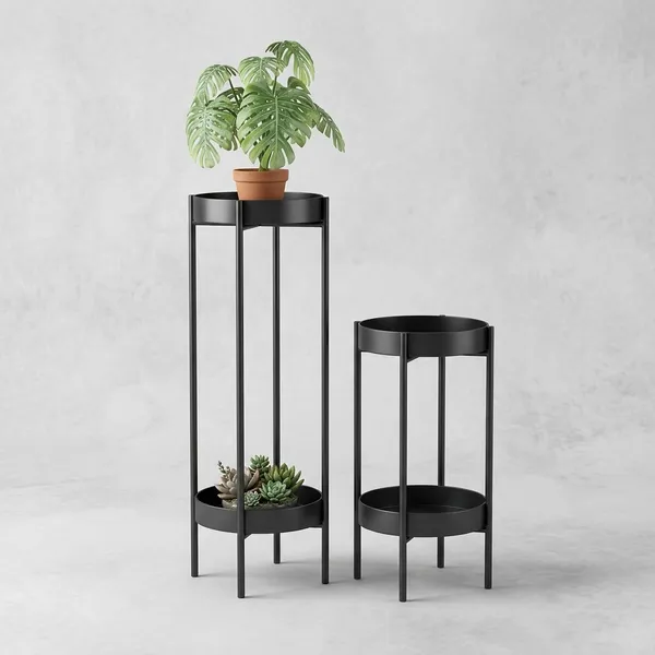 Gold_And_Black_Metal_Plant_Stand_For_Home_Decor_Set_Of_2