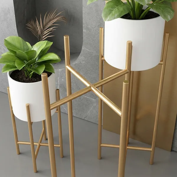 Gold_And_White_Metal_Plant_Stand_For_Home_Decor_Set_Of_2