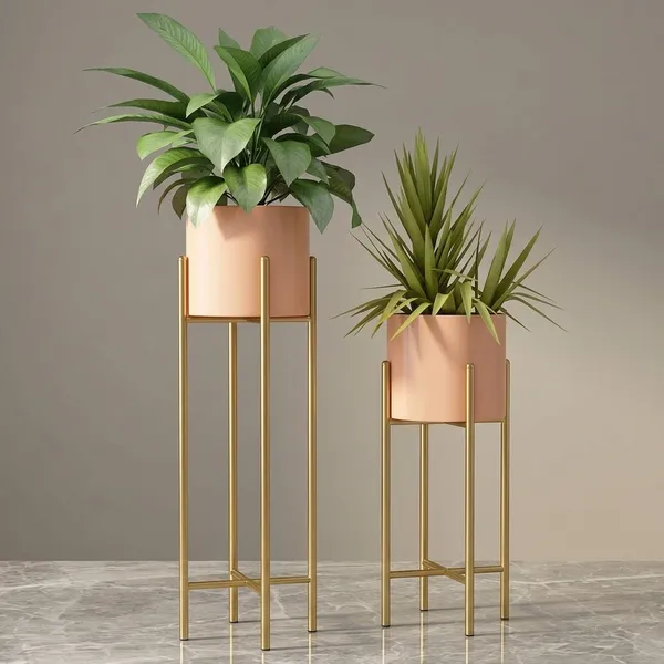 Light_Pink_And_Gold_Metal_Plant_Stand_For_Home_Decor_Set_Of_2