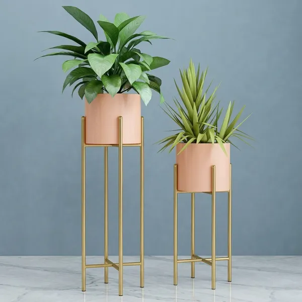 Light_Pink_And_Gold_Metal_Plant_Stand_For_Home_Decor_Set_Of_2