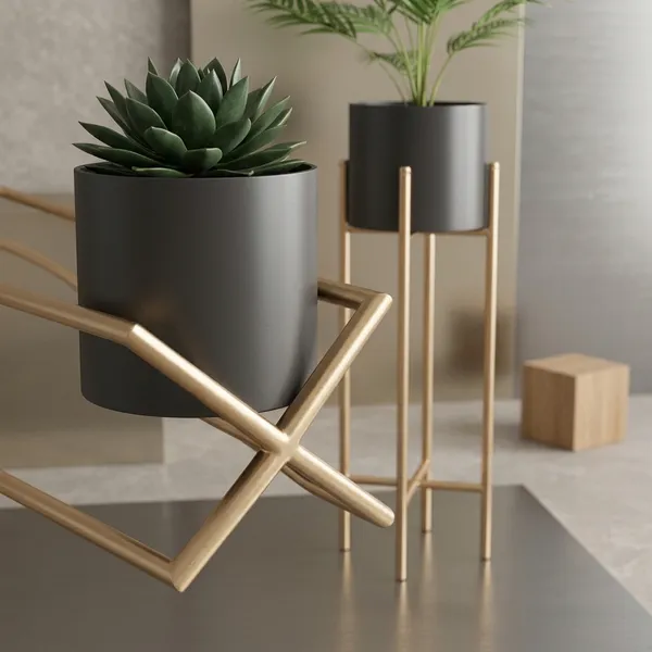 Gold_And_Black_Metal_Plant_Stand_For_Home_Decor_Set_Of_2