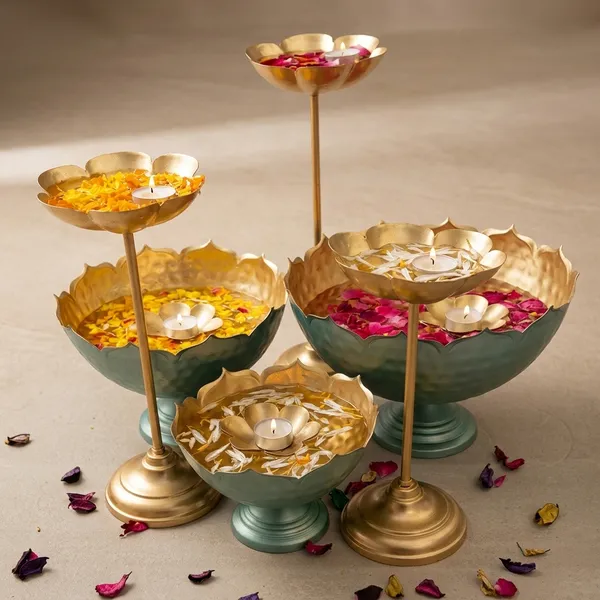 Gold_And_Green_Brass_Decorative_Bowl_Stand_For_Home_Decor_Set_Of_Set_Of_6