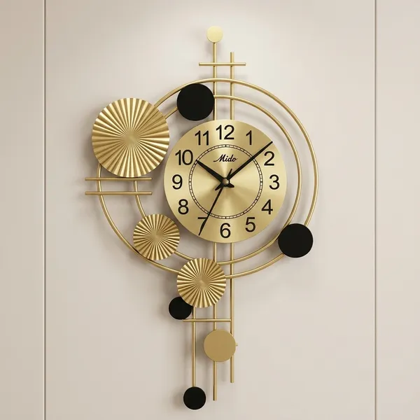 Gold_And_Black_Metal_Wall_Clock_For_Home_Decor