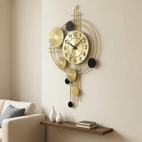 Gold_And_Black_Metal_Wall_Clock_For_Home_Decor