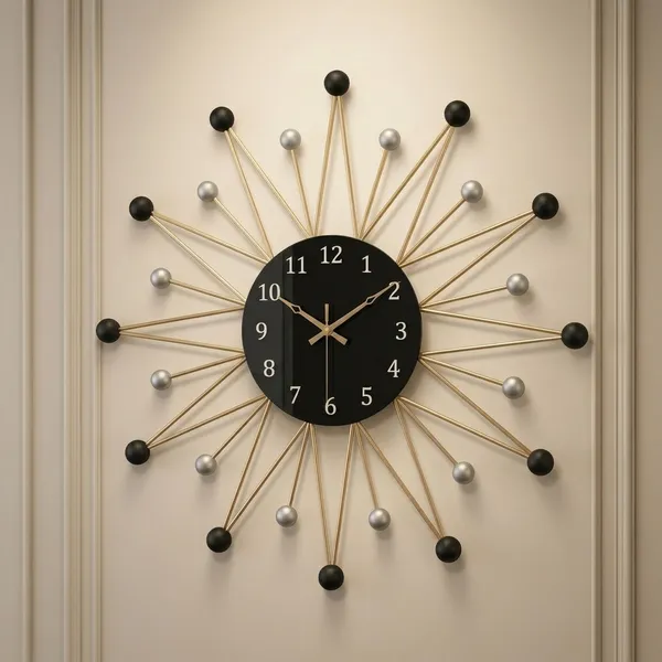 Black_And_Gold_Metal_Wall_Clock_For_Home_Decor