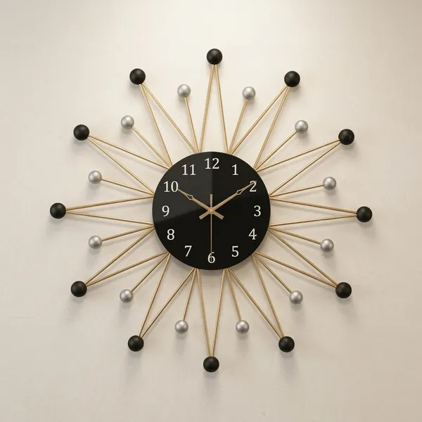 Black_And_Gold_Metal_Wall_Clock_For_Home_Decor