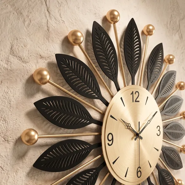 Luxury_Black_&_Gold_Metal_Leaf_Wall_Clock__Modern_Decorative_Silent_Wall_Clock_for_Living_Room_&_Bedroom