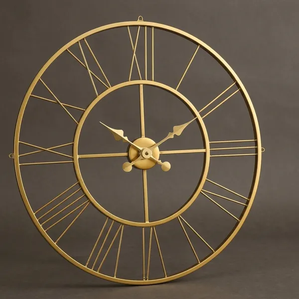 Antique_Gold_Metal_Roman_Numeral_Wall_Clock_for_Living_Room,_Large_Vintage_Round_Decorative_Wall_Clock,_Silent_Non-Ticking_Designer_Clock_for_Home,_Bedroom,_Hall_&_Office_Decor