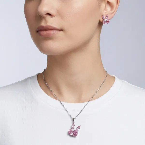 Pink_Crystal_Bunny_Pendant_And_Earrings_Set_For_Women