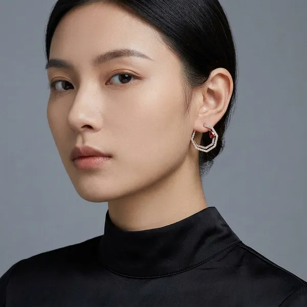 Golden_Crystal_Embellished_Hexagonal_Hoop_Earrings_For_Women
