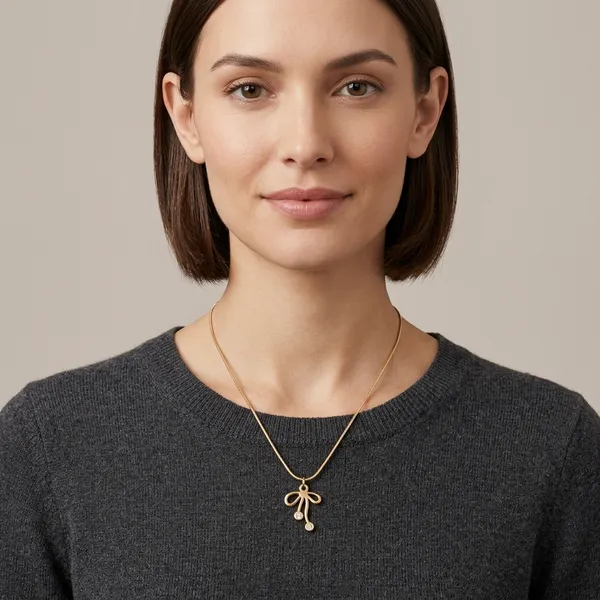 Gold_Alloy_Bow_Pendant_Necklace_For_Women