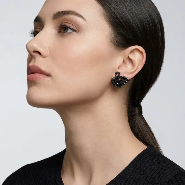 Black_Crystal_Swan_Stud_Earrings_For_Women