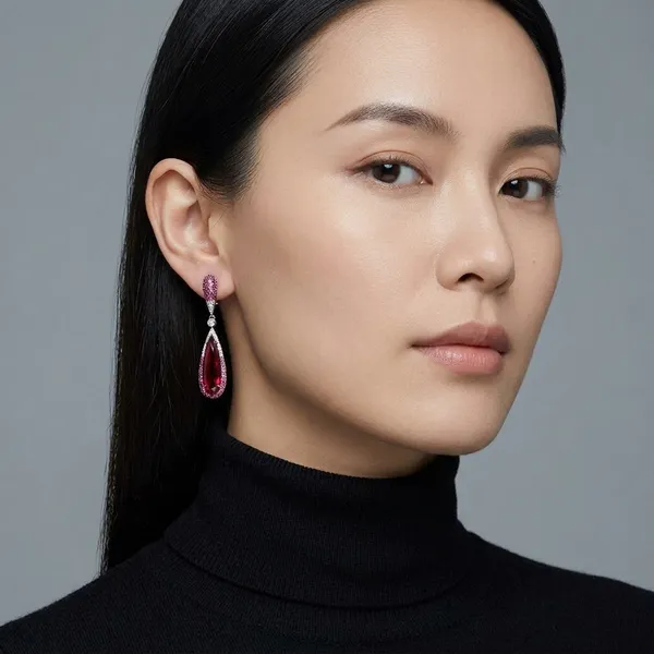 Pink_And_Silver_Alloy_Teardrop_Dangle_Earrings_For_Women