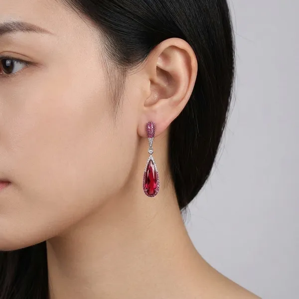 Pink_And_Silver_Alloy_Teardrop_Dangle_Earrings_For_Women
