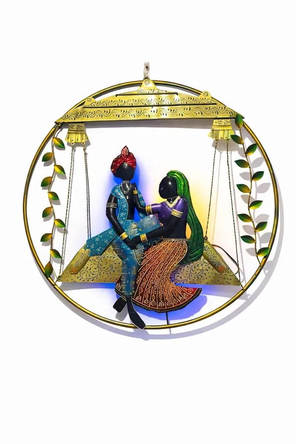 Iron_Handcrafted_Radha_Krishna_Jhula_LED_Round_Wall_Art