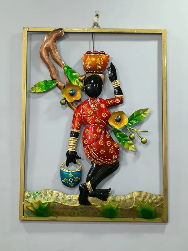 Iron_Folk_Multicolor_Traditional_Indian_Woman_Figure_Wall_Art
