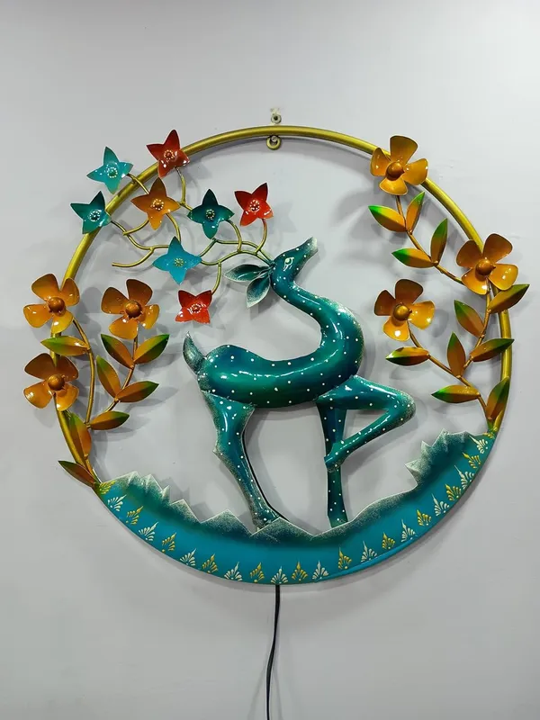 Iron_Garden_Turquoise_Deer_Floral_Wreath_Wall_Art