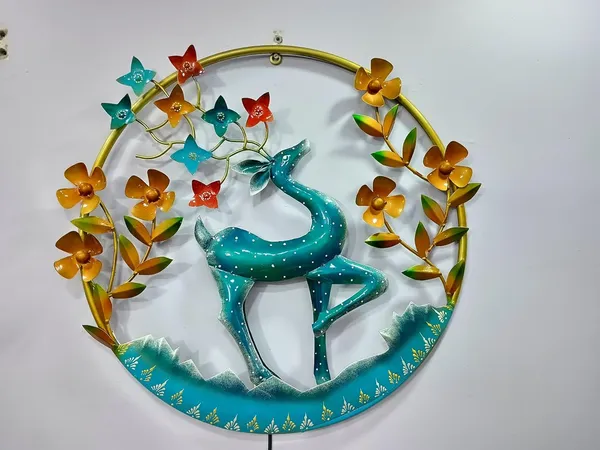 Iron_Garden_Turquoise_Deer_Floral_Wreath_Wall_Art