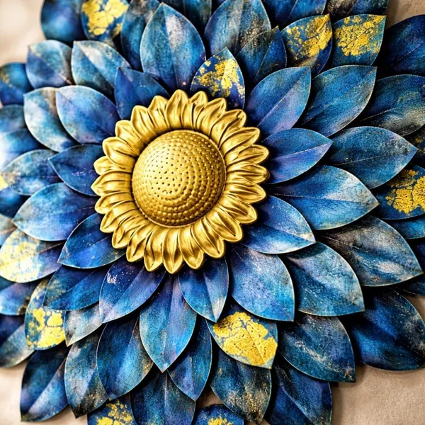 Iron_Handcrafted_Sunflower_Blue_Gold_Wall_Art
