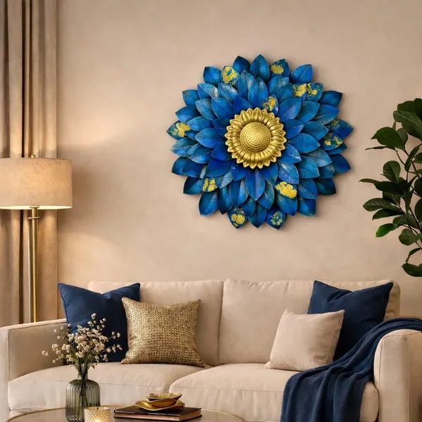 Iron_Handcrafted_Sunflower_Blue_Gold_Wall_Art