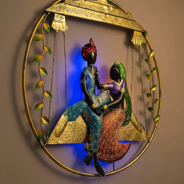 Iron_Handcrafted_Radha_Krishna_Jhula_LED_Round_Wall_Art
