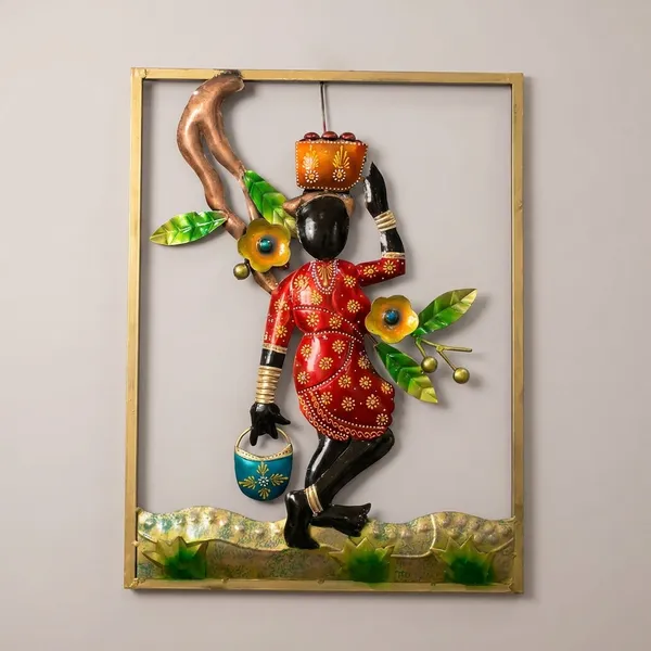 Iron_Folk_Multicolor_Traditional_Indian_Woman_Figure_Wall_Art