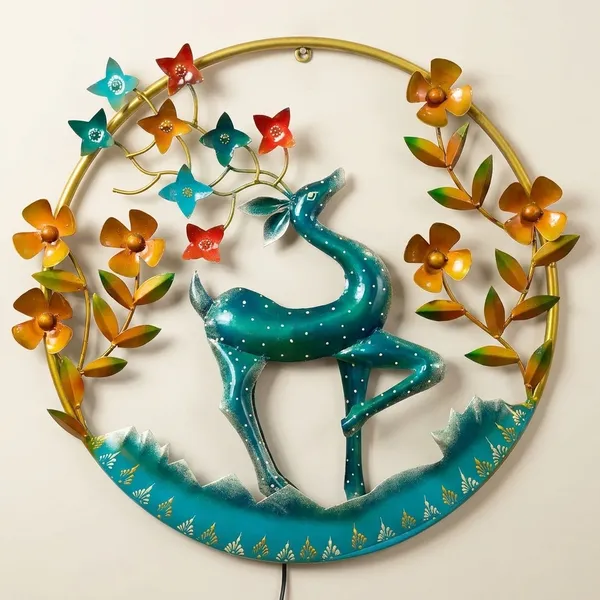 Iron_Garden_Turquoise_Deer_Floral_Wreath_Wall_Art