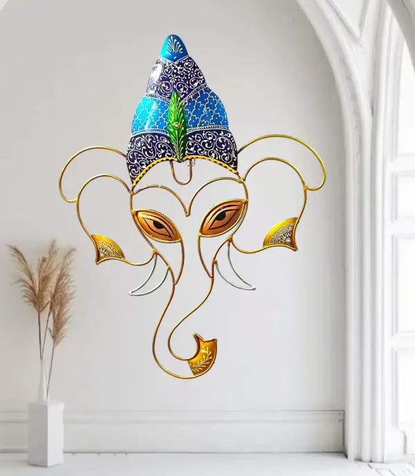 Iron_Devotional_Black_Gold_Ganesha_Wired_Wall_Art