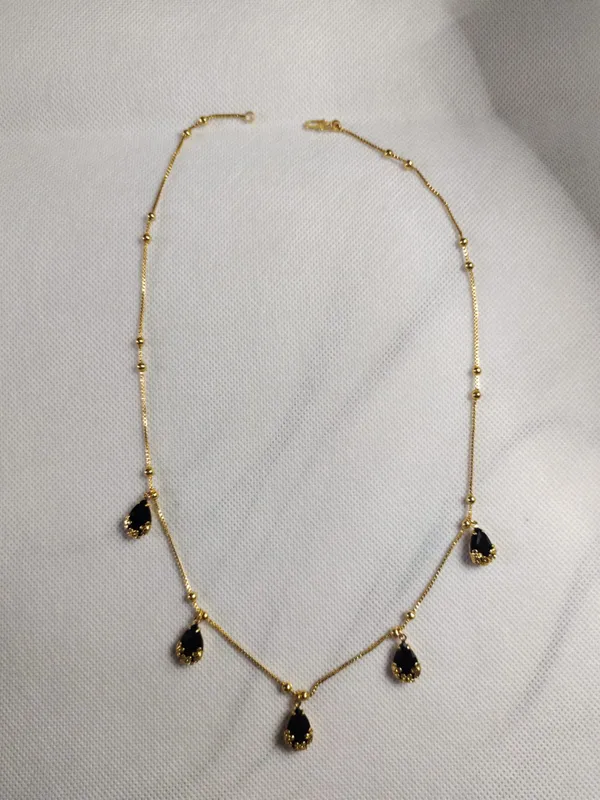 Black_Gold_Stone_Teardrop_Plated_Necklace_For_Women