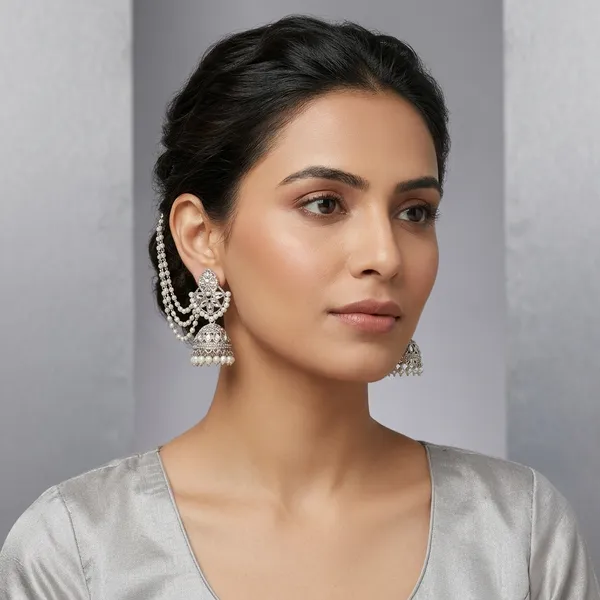 Silver_Pearl_Filigree_Jhumka_Earrings_For_Women