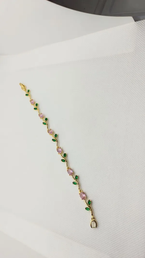 Gold_Pink_Crystal_Floral_Vine_Stone_Bracelet_For_Women
