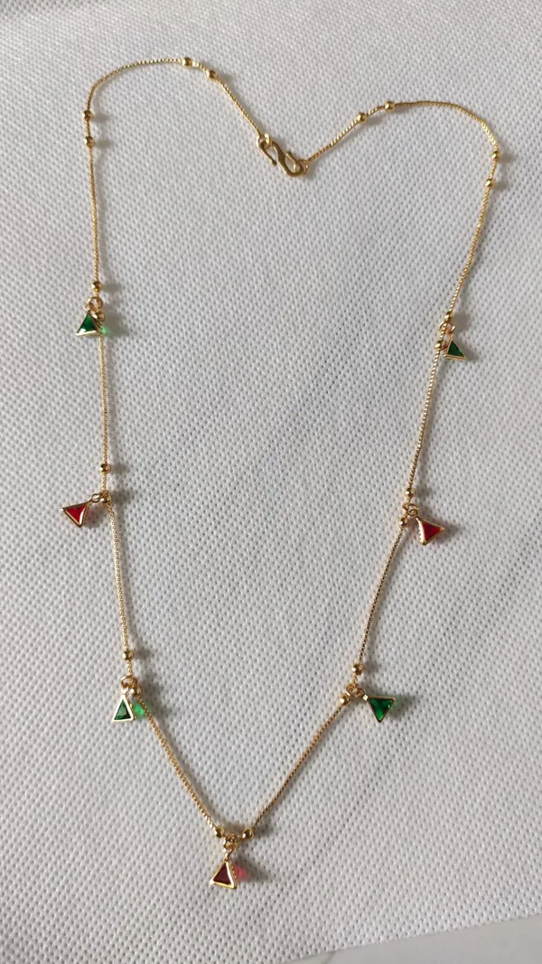 Gold_Red_Green_Enamel_Triangle_Charm_Necklace_For_Women