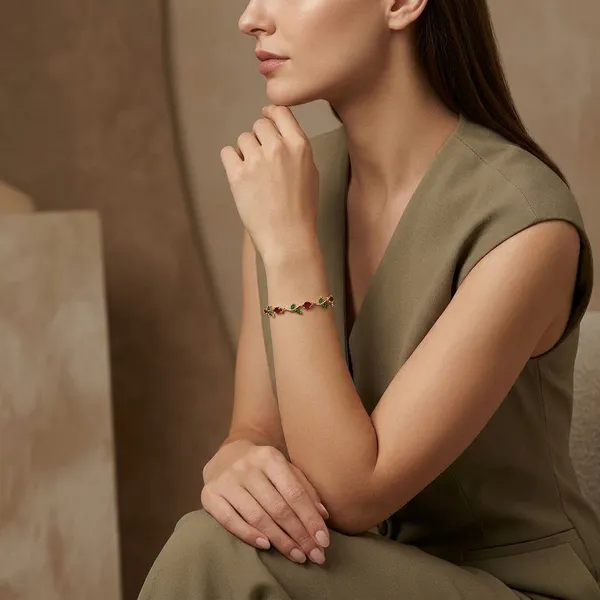 Gold_Ruby_Emerald_Floral_Vine_Plated_Bracelet_For_Women