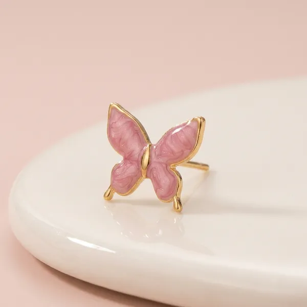 Pink_Enamel_Butterfly_Stud_Earrings