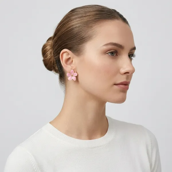 Pink_Floral_Stainless_Steel_Stud_Earrings