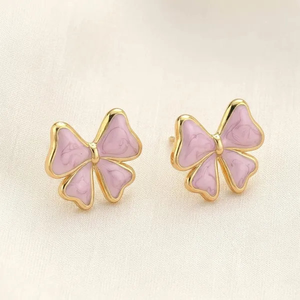 Pink_Enamel_Bow_Stud_Earrings_for_Women