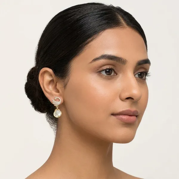 Gold_Tone_Swan_Design_Drop_Earrings_With_Pearl_Accent