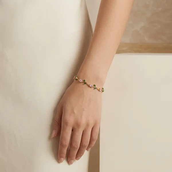 Gold_Pink_Crystal_Floral_Vine_Stone_Bracelet_For_Women
