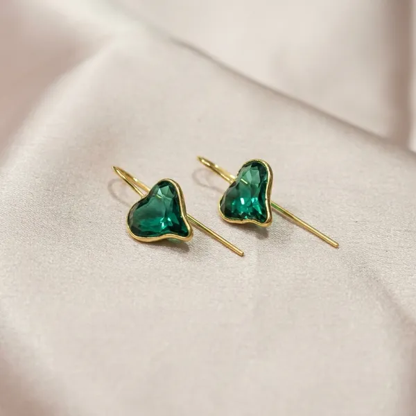 Gold_Tone_Green_Heart_Shaped_Drop_Earrings