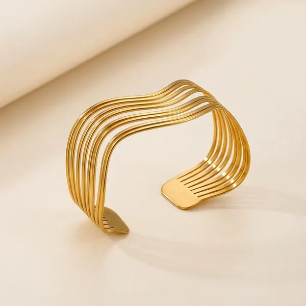 Gold_Plated_Multi_Layer_Wave_Cuff_Bracelet_for_Women